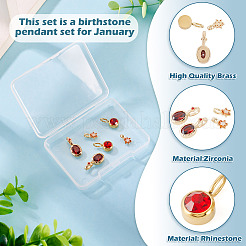 4Pcs 2 Styles Brass Micro Pave Cubic Zirconia & 2Pcs Stainless Steel Rhinestone Pendants&nbsp;ZIRC-TA0001-29