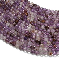 Natural Purple Phantom Quartz/Purple Lodolite Quartz Beads Strands&nbsp;G-L661-A01-5mm