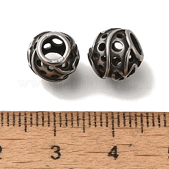 304ステンレススチールヨーロピアンビーズ  大穴ビーズ  ラウンド  アンティークシルバー  9x8.5mm  穴：4mm&nbsp;STAS-D191-17A-AS