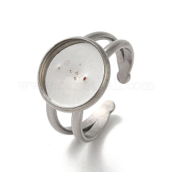 Non-Tarnish 304 Stainless Steel Cuff Ring Settings&nbsp;STAS-E202-02C-P