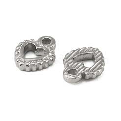 バレンタインデー 304 ステンレススチールチャーム  ハートチャーム  切り取る  ステンレス鋼色  10x7.5x2mm  穴：1.5mm&nbsp;STAS-Z198-02P