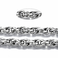 変色しにくい304ステンレススチールロープチェーン  スプールで  溶接されていない  ステンレス鋼色  14.3x10.7x3.5mm  約16.4フィート（5m）/ロール&nbsp;CHS-S008-007P