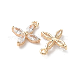 Real 18K Gold Plated Brass Cubic Zirconia Charms&nbsp;KK-R037-157G