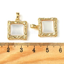 真鍮パヴェシェルペンダント  スクエアチャーム  18KGP本金メッキ  17.5x15.5x3.5mm  穴：4x2.5mm&nbsp;KK-M277-01G
