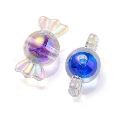 UVメッキレインボー虹色アクリルビーズ  ツートンカラーの二層ビーズ  キャンディ  ミックスカラー  15.5x29x15mm  穴：3mm&nbsp;X-PACR-E001-01
