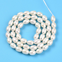 天然養殖淡水パールビーズ連売り  ライス  乳白色  6~8x5~5.5mm  穴：0.5mm  約26~28個/連  7.09~7.48''（18~19センチメートル）&nbsp;PEAR-N012-05N-01