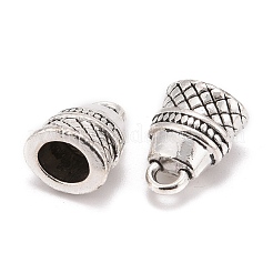 合金コードエンドパーツ  カドミウムフリー＆鉛フリー  釣鐘状  アンティークシルバー  12x9x8mm  穴：1.5mm  内径：4.5x5.5mm&nbsp;EA8507Y