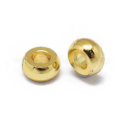 ラックメッキ真鍮スペーサービーズ  長持ちメッキ  ロンデル  24KGP本金メッキ  2.7x1.3mm  穴：1.2mm&nbsp;X-KK-F801-10-G