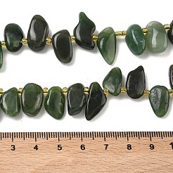 天然カナダ翡翠ビーズ連売り  ティアドロップ  トップ掘削  シードビーズで  10~28x8~12x4~8mm  穴：0.9mm  約42~44個/連  15.16''~15.55''（38.5~39.5センチメートル）&nbsp;G-P604-A03-01