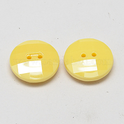 台湾アクリルボタン  パール光沢  多面カット  2穴  フラットラウンド  レモンシフォン  10x4mm  穴：1mm&nbsp;BUTT-F022-10mm-C22