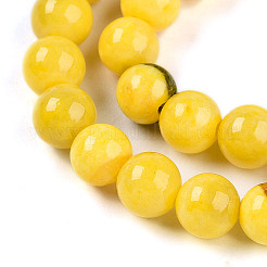 天然石ペルシア翡翠ビーズ連売り  ラウンド  染め  ゴールド  6~7mm  穴：1.2mm  約62~65個/連  14.96~15.75インチ（38~40cm）&nbsp;G-A255-A02-01I