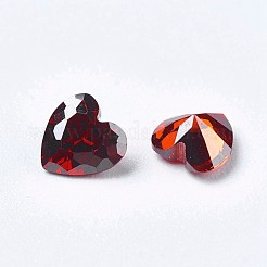 キュービックジルコニア尖底カボション  ハート  多面カット  暗赤色  5x5x3mm&nbsp;ZIRC-WH0001-C12