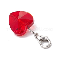 7Pcs 7 Colors Faceted Heart Glass Pendants Decoration&nbsp;HJEW-JM02993-02