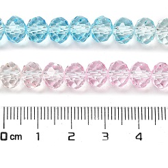透明塗装ガラスビーズ連売り  多面カット  ロンデル  カラフル  8x6.5mm  穴：1mm  約60~62個/連  39~40cm&nbsp;LS-DGLA-A034-T8mm-A21