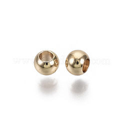 真鍮ビーズ  ニッケルフリー  ラウンド  18KGP本金メッキ  4x3mm  穴：2mm&nbsp;KK-N231-91-NF