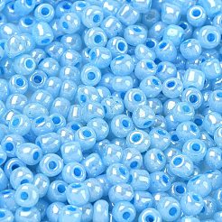 ガラスシードビーズ  セイロン  ラウンド  淡いターコイズ  6/0  4mm  穴：1.5mm  約4500個/ポンド&nbsp;SEED-A011-4mm-143