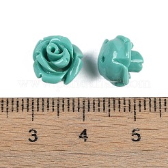 合成サンゴ刻まれたビーズ  染め  花  片穴  ライトシーグリーン  11x9mm  穴：1mm&nbsp;CORA-C003-16F