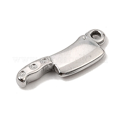 304ステンレスペンダント  キッチンナイフのチャーム  ステンレス鋼色  21.5x7x2mm  穴：1.4mm&nbsp;SA-CBA0563-12P