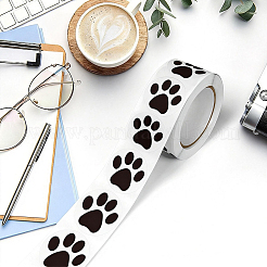 紙製装飾ステッカー  粘着デカール  犬の足跡  ブラック  64x28mm  500PCS /ロールについて&nbsp;STIC-CP0001-24