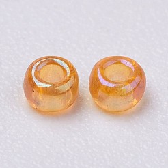 Fgb 12/0グレードAラウンドガラスシードビーズ  透明色の虹  小麦  2x1.5mm  穴：0.5mm  約5000個/50g&nbsp;X-SEED-A022-F12-532