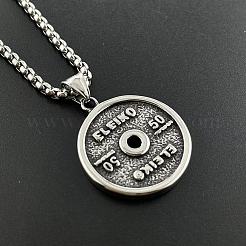 ヴィンテージ 304 ステンレススチール ジムバーベルペンダントネックレス（男性用）  ステンレス鋼色&nbsp;FT9457