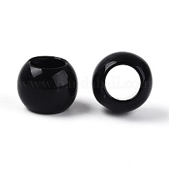 不透明なアクリルビーズ  ラウンド  ブラック  12x9.8mm  穴：6.5mm  約850個/500g&nbsp;SACR-N018-05M