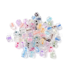 69個のガラスシードビーズ  キューブ  多面カット  ミックスカラー  4.5x4.5x4.5mm  穴：1mm&nbsp;GLAA-Q120-01C