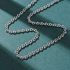 3.8mm 304ステンレススチールツイストチェーンネックレス  変色しない  ステンレス鋼色  16.93インチ（43cm）&nbsp;NJEW-P346-02P