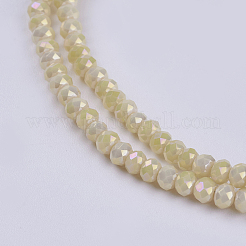電気メッキガラスビーズセット  フル虹メッキ  多面カット  ロンデル  きいろ  3~3.5x2~2.5mm  穴：0.8mm  約135~140個/連  14.6インチ（37cm）&nbsp;GLAA-F077-FR02