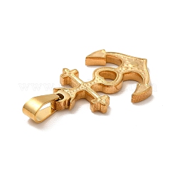 PVD真空メッキ201ステンレススチールペンダント  長持ちメッキ  アンカー  ゴールドカラー  20x14x2mm  穴：5x2.5mm&nbsp;STAS-P314-25G