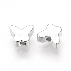 真鍮ビーズ  ニッケルフリー  プラチナメッキ  蝶  5x6x2.5mm  穴：1mm&nbsp;LS-KK-R058-085P