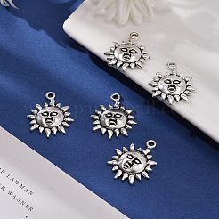 合金のチベット風チャーム  太陽  鉛フリーとニッケルフリー及びカドミウムフリー  アンティークシルバー  23x19x3mm  穴：2mm  約700個/キログラム&nbsp;TIBEP-LF9244YKG-AS-FF