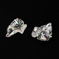 透明なアクリルビーズ  ABカラーメッキ  葉  透明  18x15x5mm  穴：1.5mm&nbsp;OACR-H042-02B