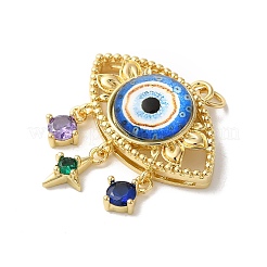 Evil Eye Rack Plating Brass Cubic Zirconia Pendants&nbsp;KK-G504-20G