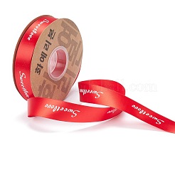 ポリエステルグログランリボン  単語甘い愛と  ギフトラッピングパーティー用  レッド  1インチ（25mm）  45 m /ロール&nbsp;SRIB-H039-A03