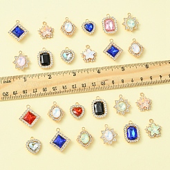 24Pcs 6 Styles Alloy Glass Pendants&nbsp;FIND-FS0003-20