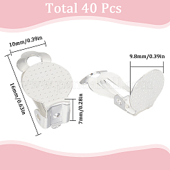 304ステンレススチール製クリップオンイヤリング金具40個  ピアスのセッティング  フラットラウンド  銀  トレイ：9.8mm  16x10x7mm&nbsp;STAS-SC0008-39S