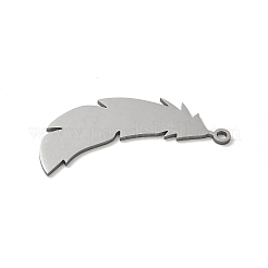 ステンレスペンダント201個  レーザー切断  フェザーチャーム  変色防止  ステンレス鋼色  35x17x1mm  穴：1.8mm&nbsp;STAS-S155-02P-02
