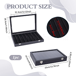 10-Slot MDF Covered with PU Leather Pen Organizer Display Cases with Acrylic Window Lid&nbsp;ODIS-WH0086-232B-02