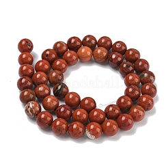 天然石レッドジャスパービーズ連売り  ラウンド  8mm  穴：1mm  約45~47個/連  15インチ&nbsp;G-K153-B19-8mm