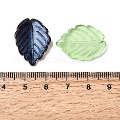 透明なガラスビーズを電気  葉  ミックスカラー  23.5~24x17~17.5x2.5~3mm  穴：1.2mm&nbsp;EGLA-L047-06