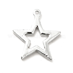 合金ラインストーンペンダント  プラチナトーンの中空スターチャーム  クリスタル  23x21x2mm  穴：1.6mm&nbsp;ALRI-C007-28P