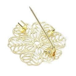 花柄の真鍮製ラペルピンブローチ（服用）  14KGP本金メッキ  27.5x30mm&nbsp;KK-CBA19A0-02G