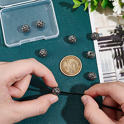 レトロロンデルスカル316ステンレススチールビーズ8個  アンティークシルバー  10x10mm  穴：2.5mm&nbsp;STAS-UN0060-08