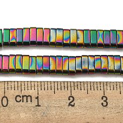 電気メッキ磁気無し合成ヘマタイトビーズ連売り  長方形  2穴  カラフル  6x2x3mm  穴：1.2mm  約198個/連  16.02インチ（40.7cm）&nbsp;G-C106-B02-05A
