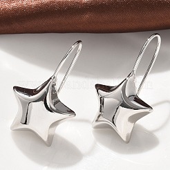 スター真鍮ダングルイヤリング  カドミウムフリー＆鉛フリー  ラックめっき  プラチナ  35.5x22mm&nbsp;EJEW-B132-05P