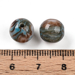 樹脂ビーズ  ラウンド  ツートン  ミディアムターコイズ  10mm  穴：2mm&nbsp;X1-RESI-YW0004-28B-06