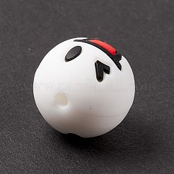 シリコーン焦点ビーズ  笑顔でラウンド  ホワイト  15.5mm  穴：2mm&nbsp;LS-DIY-B051-01B