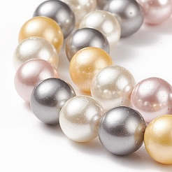 シェルパールビーズ連売り  グレードA  ラウンド  ミックスカラー  8mm  穴：1mm  約48~50個/連  16インチ&nbsp;LS-BSHE-L017-17