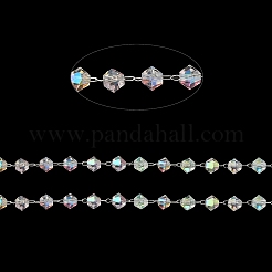 Glass Bicone Beaded Chains&nbsp;CHS-B004-04P